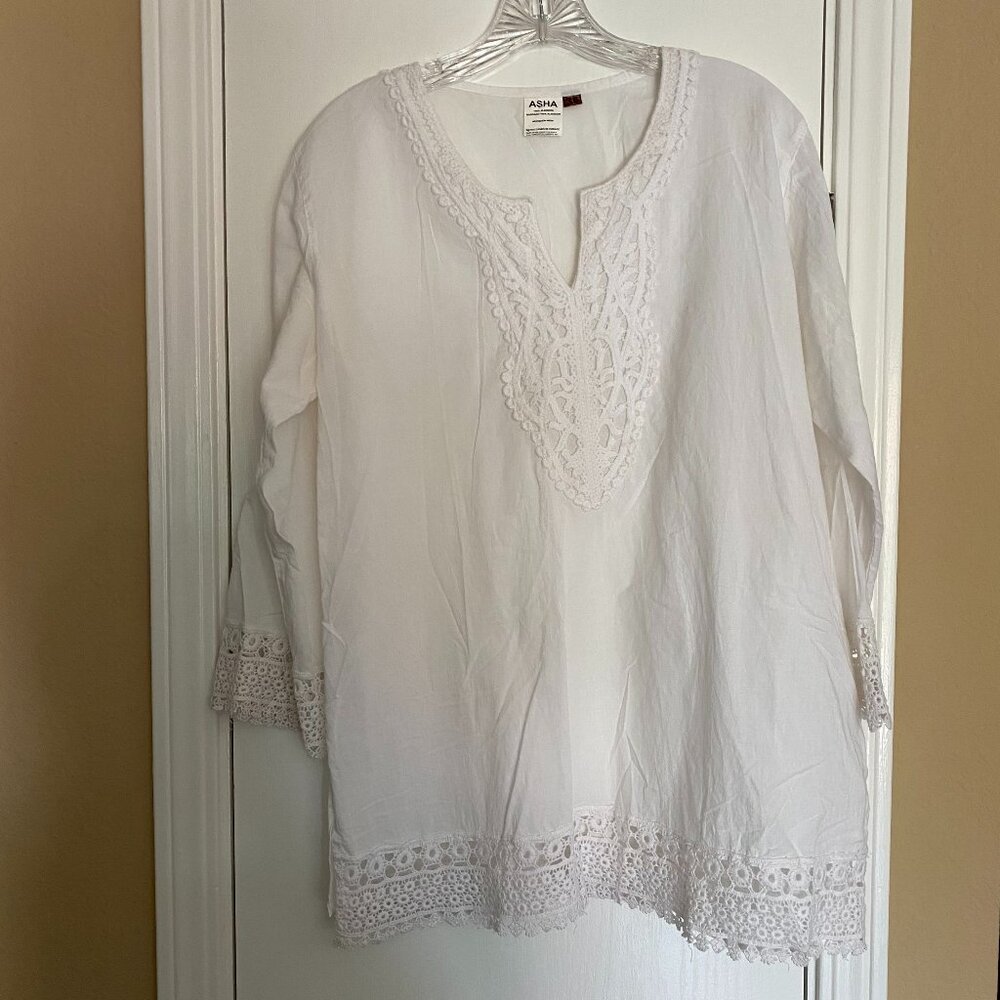 asha cotton crochet tunic top